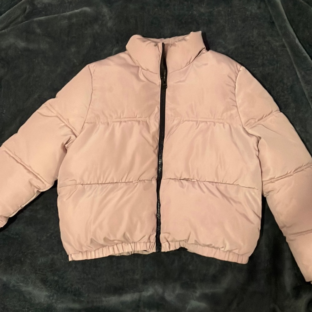 Pink cropped H&M puffer jacket